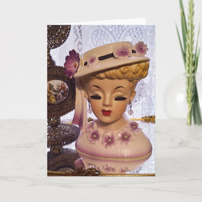 Lila Dam Head Vas Flowers Parfym Flaska Kort (Framsida)