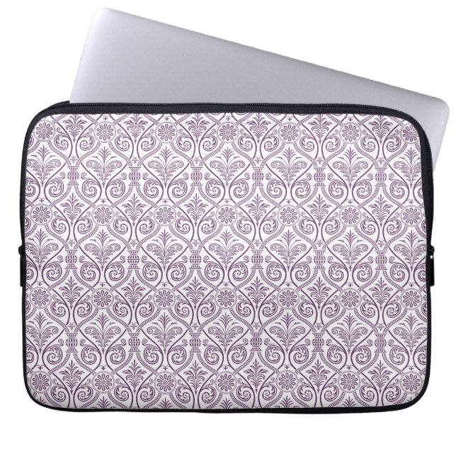 Lila Damaks Mönster Laptop sleeve (Framsidan)