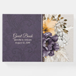 Lila Damask and Fall Flowers Bröllop Gästböcker