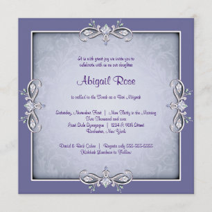 Lila Damask Bat Mitzvah Inbjudningar