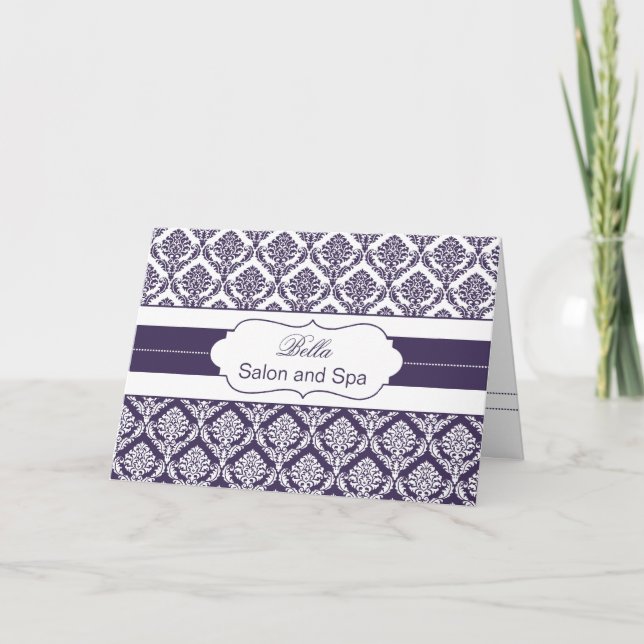 lila Damask Business - tackkort (Framsida)