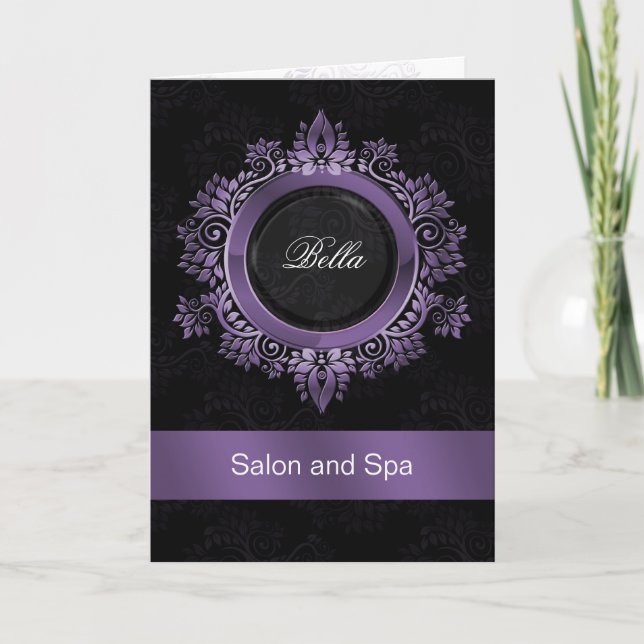 lila Damask Business - tackkort (Framsida)