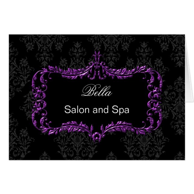 lila Damask Business - tackkort Hälsningskort (Framsidan Horizontal)