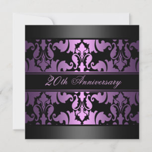 Lila Damask-design Bröllopsjubileum Inbjudan