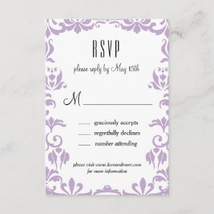 Lila Damask Elegant Calligraphy OSA kort