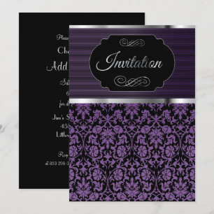 Lila Damask Festfirande Inbjudan