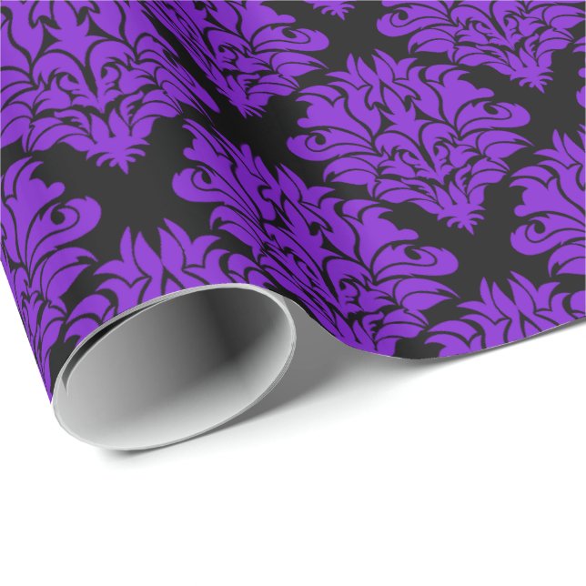 Lila Damask-Gift Wrapping Papper Presentpapper (Rullad Hörn)
