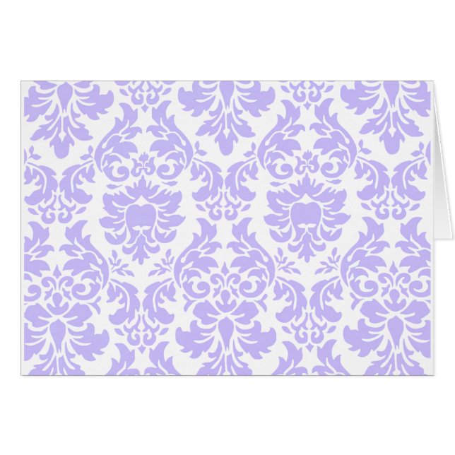 Lila Damask Hälsningskort (Framsidan Horizontal)