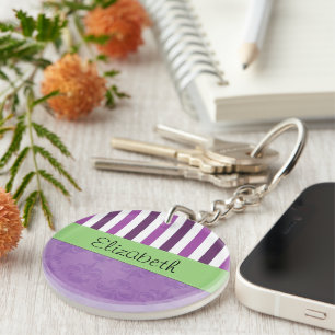 Lila Damask, Lila Rand, Stripe, ditt namn