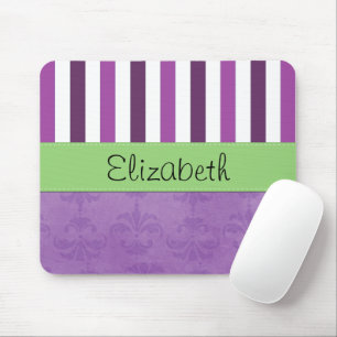 Lila Damask, Lila Rand, Stripe, ditt namn Musmatta