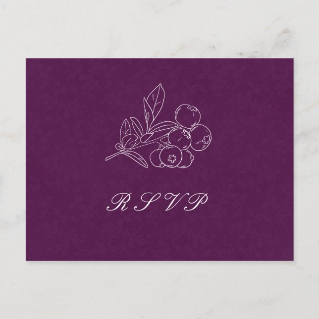 Lila Damask Löv Line Art Elegant bröllop OSA Vykort (Framsida)