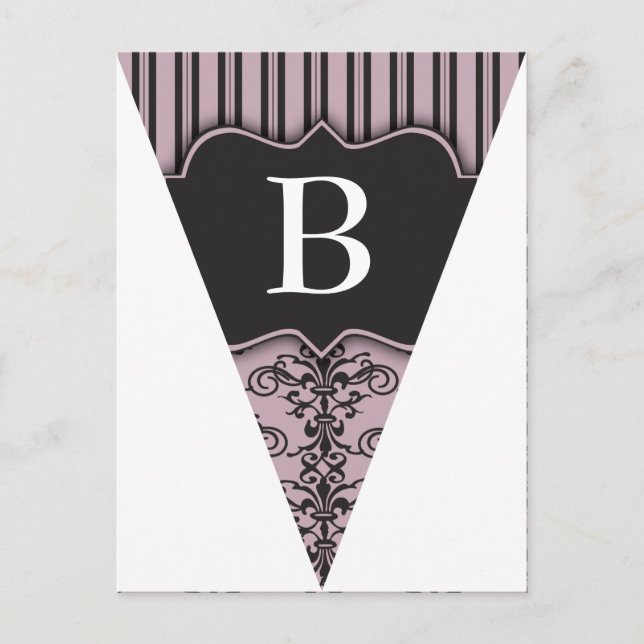 Lila Damask Party Flagga Bunting Banner vykort (Framsida)