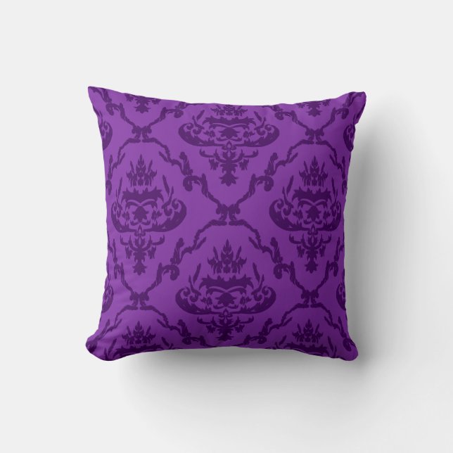 Lila Damask Pattern Elegant Pillow Kudde (Framsida)