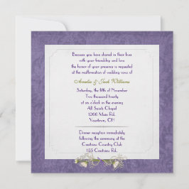 Lila Damask Ram bröllop Vow Renewal Inbjudningar