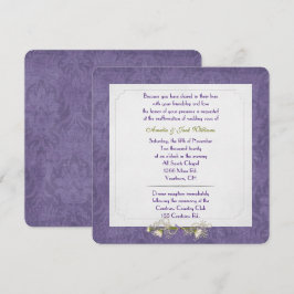 Lila Damask Ram bröllop Vow Renewal Inbjudningar