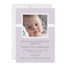 Lila Damask Ram Photo Baby annonsering