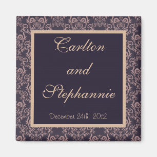Lila Damask Snöre Bröllop Magnet