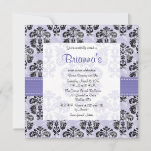 Lila Damask Sweet Sixteen-inbjudningar Inbjudningar