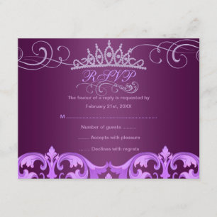 Lila Damask & Tiara Birthday OSA kort