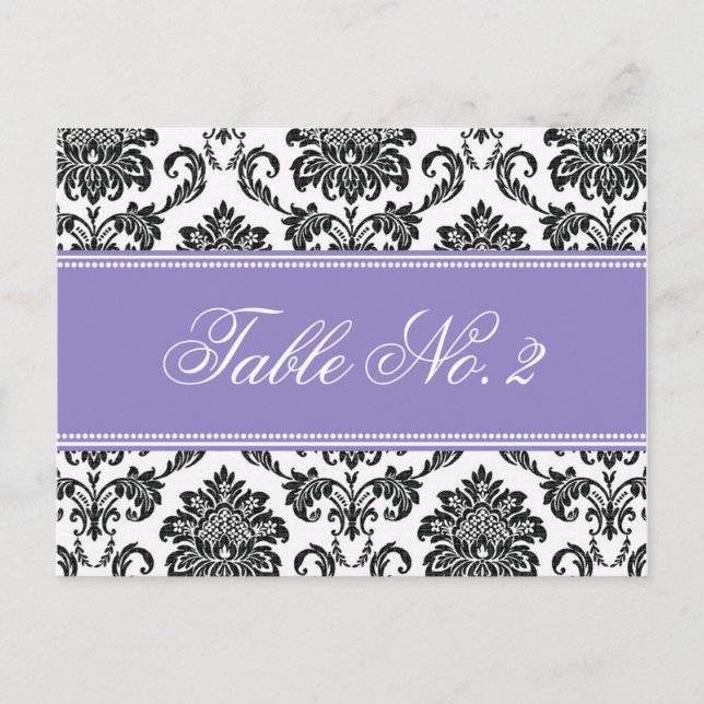 Lila Damask Wedding Bordsnummer (Framsida)