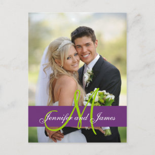 Lila Damask Wedding Photo Tack Postcard Vykort