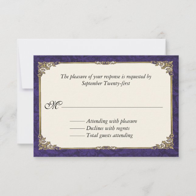 Lila Damask Wedding Response OSA kort (Framsida)