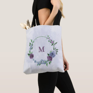 Lila dammblått blommigt tygkasse