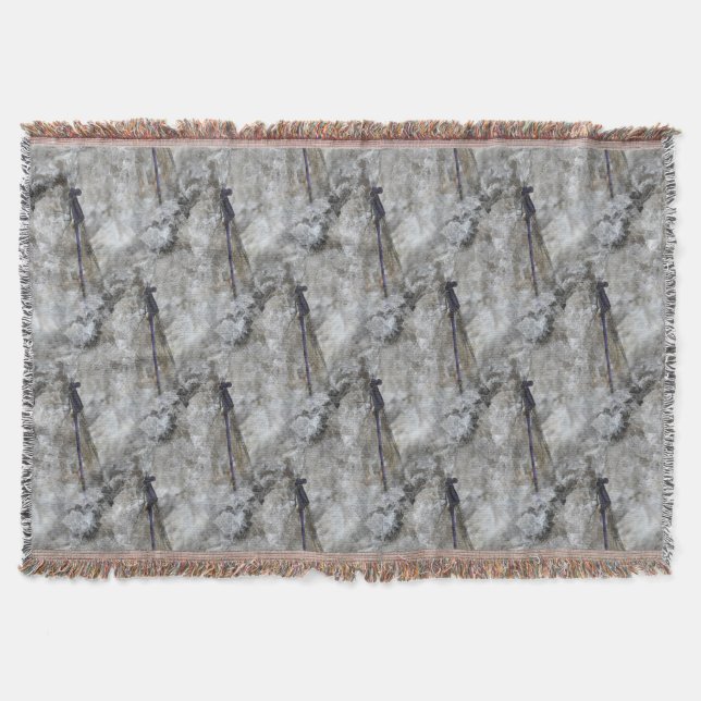 Lila Damselfly Nature Mönster Filt (Framsidan)