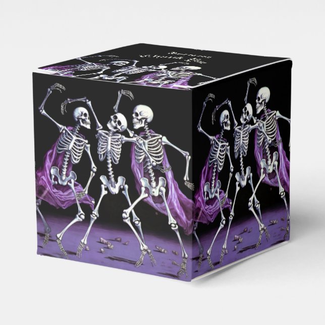 Lila Dancing Skeletons Gothic Bröllop Presentaskar (Framsidan Sidan)