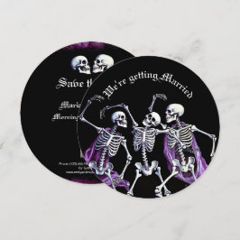 Lila Dancing Skeletons Gothic Spara datum Julkort