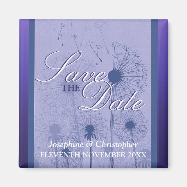 Lila Dandelion Spara datum magneter (Framsidan)