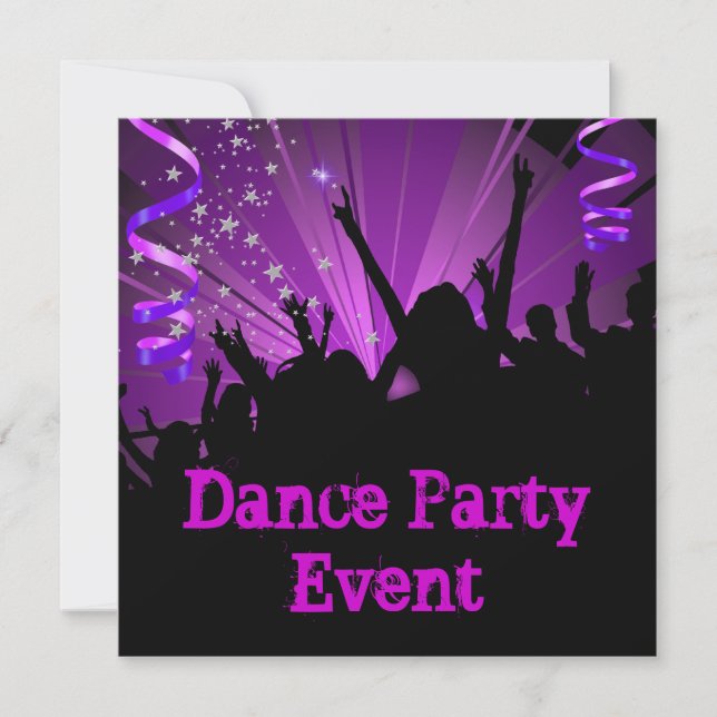 Lila dansevenemang folkmassa rave inbjudningar (Framsida)
