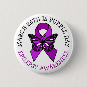 Lila Day 26 mars Medvetenhet om epilepsi Knapp