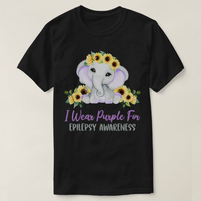 Lila Day Elephant I Bära Lila for Epilepsy Awa T Shirt (Design framsida)