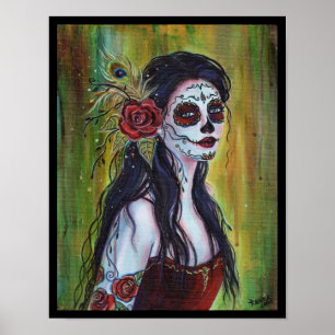 Lila day of the dead poster utskrift av Renee Lavo
