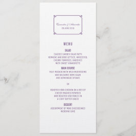 Lila Deco Chic Bröllop Menu Meny