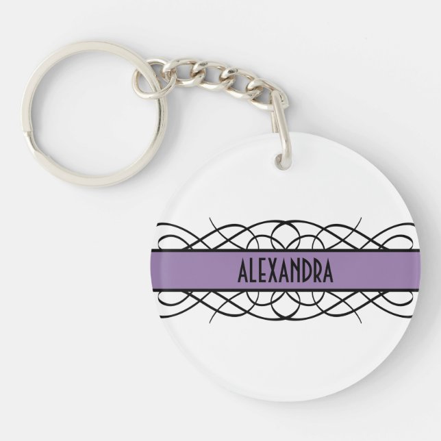 Lila Deco Flourish Acrylic Keychain (Framsidan)