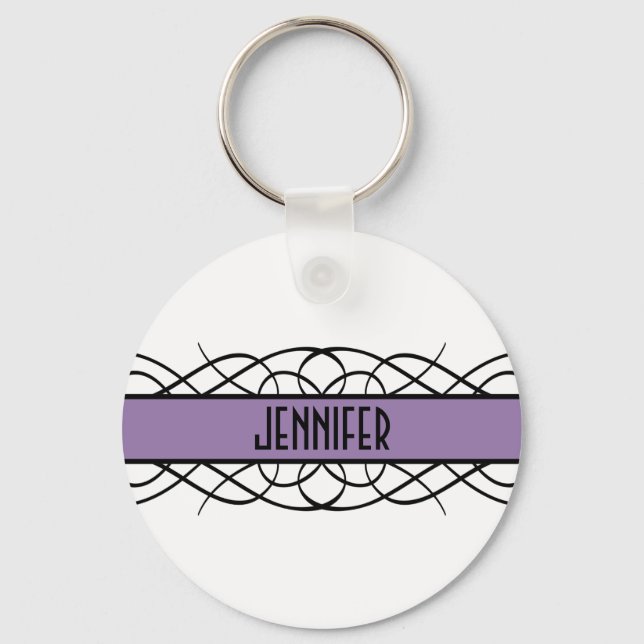 Lila Deco Flourish Keychain Nyckelring (Framsida)