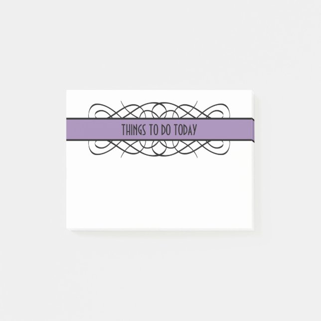 Lila Deco Flourish Notes Post-it Block (Framsida)