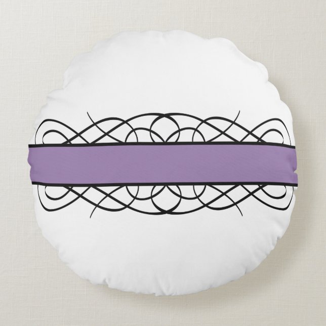 Lila Deco Flourish Round Pillow Rund Kudde (Framsidan)