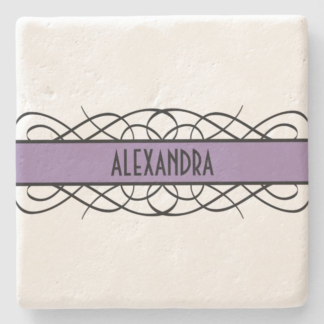 Lila Deco Flourish Stone Underlägg Sten (Framsidan)
