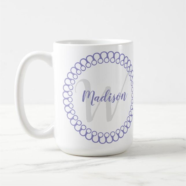Lila Decoration Circle Personalize Monogram Mugg (Vänster)