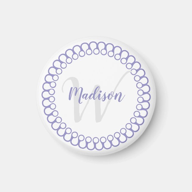 Lila Decorative Circle Monogram Magnet (Framsidan)