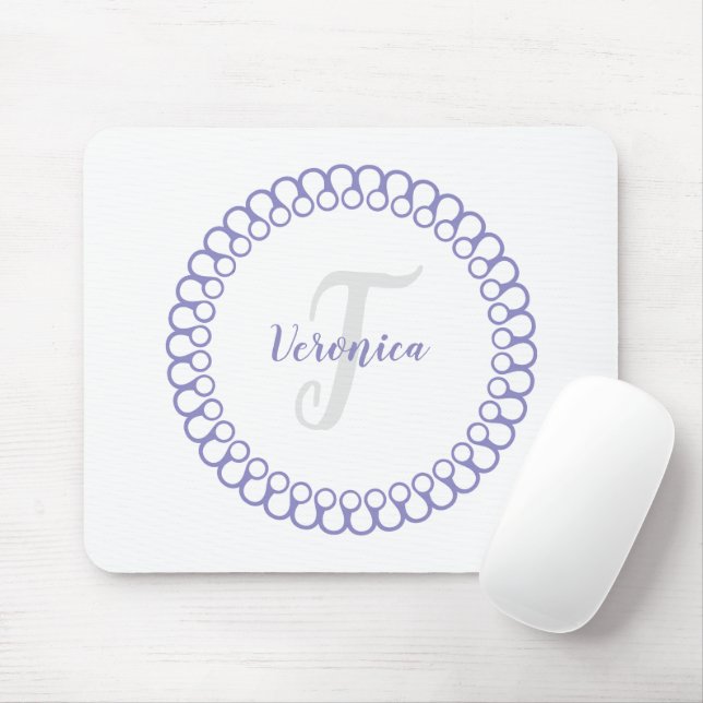 Lila Decorative Circle Monogram Mouse Pad Musmatta (Med mus)