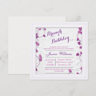 Lila Decorative Mors dag Brunch & BubLY Inbjudningar