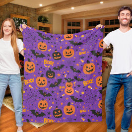 Lila Delight Cute och Mysigt Halloween Themme Fleecefilt