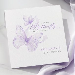 Lila Delikat Butterfly Baby Shower Pappersservett