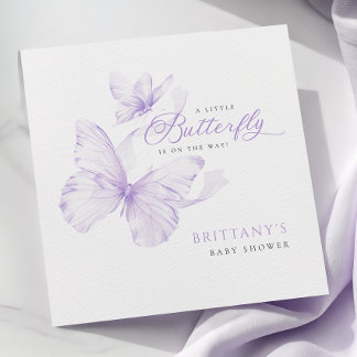 Lila Delikat Butterfly Baby Shower Pappersservett