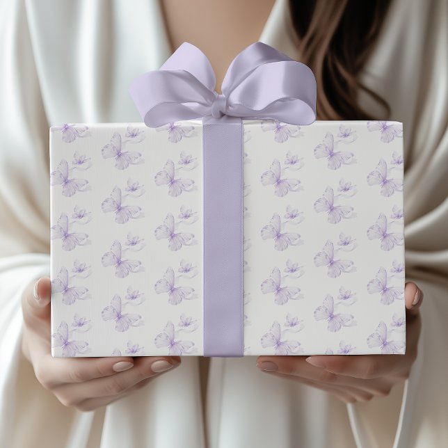 Lila Delikat Butterfly Baby Shower Presentpapper (Skapare uppladdad)