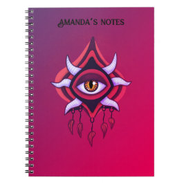 Lila Demon Öga - Gothic Occult Art Namn Anteckningsbok